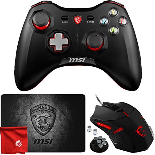 MSI FORCE GC30 Wireless Rechargeable Dual Vibration Gaming Controller for PC, Android and Sony PlayStation 4 with GS B1 Mouse and Shield Mousepad