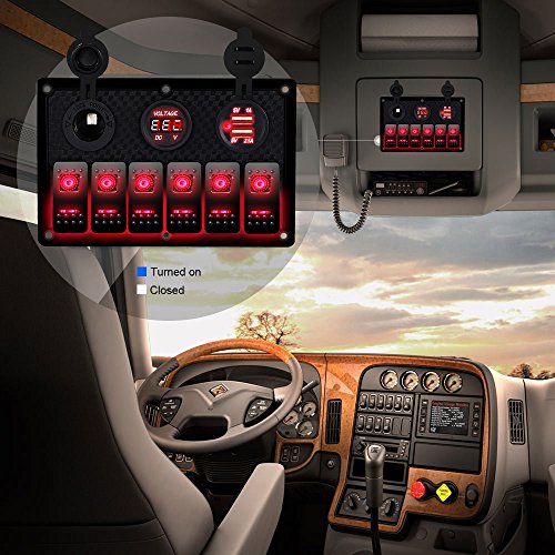 image for DCFlat 5 Pin 4 Gang / 6 Gang Car Marine Boat Circuit RV LED Rocker Swi