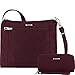 Travelon Anti-Theft Square Crossbody and Wallet Set - Medium RFID Lined Handbag for Travel & Everyday - (Dark Bordeaux/Dusty Rose Interior)
