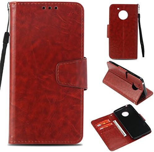 Moto E4 Case (USA Verison), Love Sound [Wrist Strap] [Vintage Series] Premium PU Leather Flip Wallet Case Cover with Card Slots Holder & Stand for Motorola Moto E4/Moto E (4th Generation), Brown