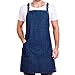 Fine Stripes Denim Apron - Barista, Kitchen, Cooking, Grill, Shop, Bartender, Artist, Stylist, Craft, BBQ, Chef Apron with Adjustable Cross Back Straps, 3 Pockets, Men and Women, One Size Fits All