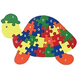 DOUYYE Counting Tortoise Wooden Letters and Numbers Jigsaw Puzzles ,Family Game for Kids ,Interactive Educational Toys for Age 3 4 5 Years Old and Up Baby Preschool Toddler Boys Girls, Birthday Gift