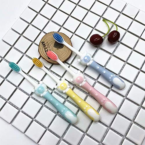 Grace Care Kids Cartoon Toothbrush Children Manual Soft Bristles Teeth Cleaning Oral Care Set Cartoon Random Color(Bear)- 5 Pcs
