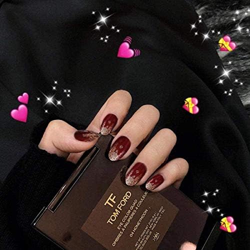100 品質保証 正規品送料無料 正規品送料無料 偽ネイル24ピースフェイクネイルワインレッドネイル アート付きゴールドキラキララウンドミディアムウェディング人工ネイルdiyツール ビューティー 新作製品 世界最高品質人気 B087r9x1gr おもちゃ 激安超特価