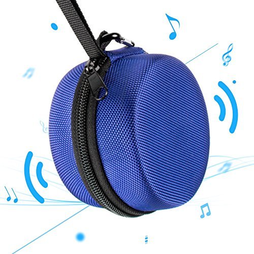 Echo Dot Case, 711TEK Portable Carrying Travel Bag Protective Hard Case Cover with Screw-Lock Carabiner, Fits Phone Headset, Charger and USB Cable (Black) (Blue)