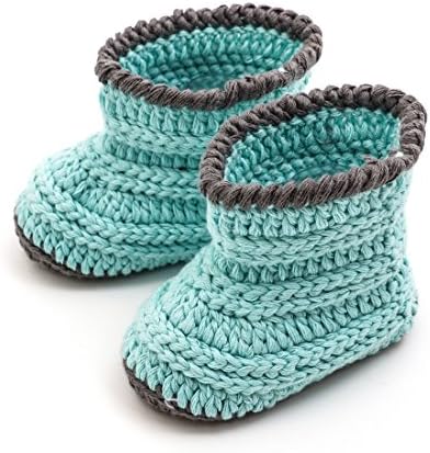 KeeCro Crochet Baby Booties Newborn Socks Shoes Blue (6 - 12 Monthes)