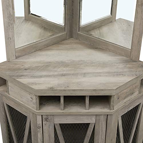 Home Source Stone Grey Corner Bar Unit with Builtin Wine Rack and Lower Pricepulse