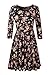 Jc.Kube Womens 3/4 Sleeve Floral Skater Swing Casual Dress