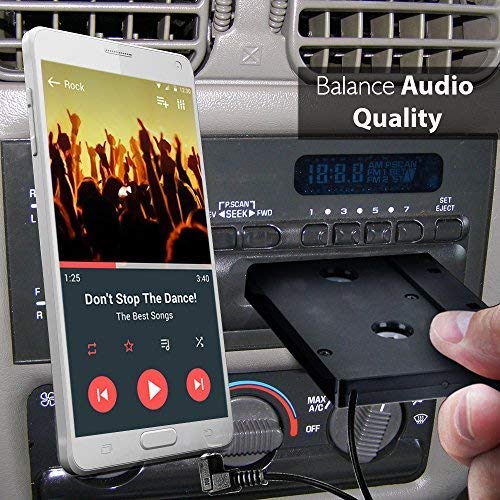 RocketBus Cassette to Aux Adapter Audio Tape Auxiliary Cable Cord 3.5mm Jack for MP3 iPod CD Player iPhone 3 4 5 6 Samsung Galaxy S3 S4 S5 S6 S7 S8 Plus Note 2 3 5 6 7 8 Nokia LG Cellphones