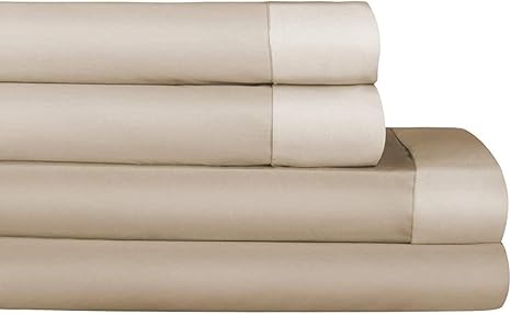 Amazon Com Renauraa 500 Thread Count 100 Performance Cotton Sheet Set Reversible Queen Sheets 4 Piece Set Soft Smooth Sateen Weave Upto 16 Deep Pocket Luxury Hotel Bedding Taupe Home Kitchen
