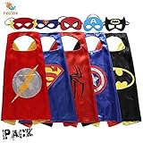 Keistore Cape and Mask Set of 5 Superhero Cartoon Dressing Up Costumes for Kids, Comic Cartoon Birthday Party Game Supplies For Boy and Girl