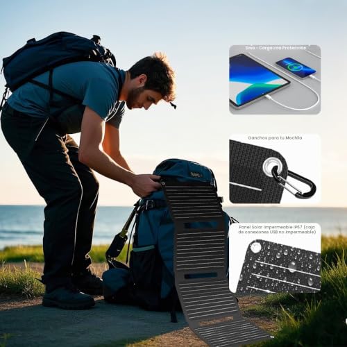 FlexSolar Portable Foldable Solar Panel 30W QC3.0 18W USB-A USB-C Waterproof IP67 Fast Charging for Mobiles, Tablets, Powerbank, Camera, Camping and Hiking Flashlight