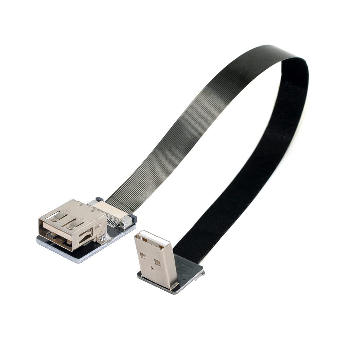 Cablecc Down Angled USB 2.0 Type-A Male to Female Extension Data Flat Slim FPC Cable for FPV & Disk & Scanner & Printer 200cm