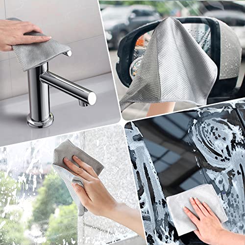 Bersiler Nanoscale Cleaning Cloth Streak Free Fish Scale Microfiber 12\'\'x16\'\' Pack of 8 - Easy Clean Lints Free for Windows Glasses Dish