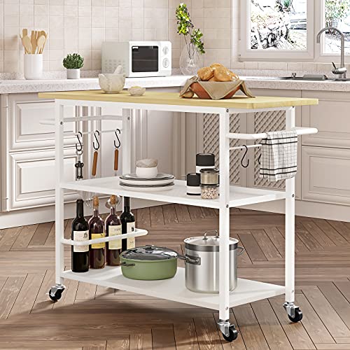 Hasuit 3 Tier Kitchen Island Cart on Wheels, Rolling Kitchen Island