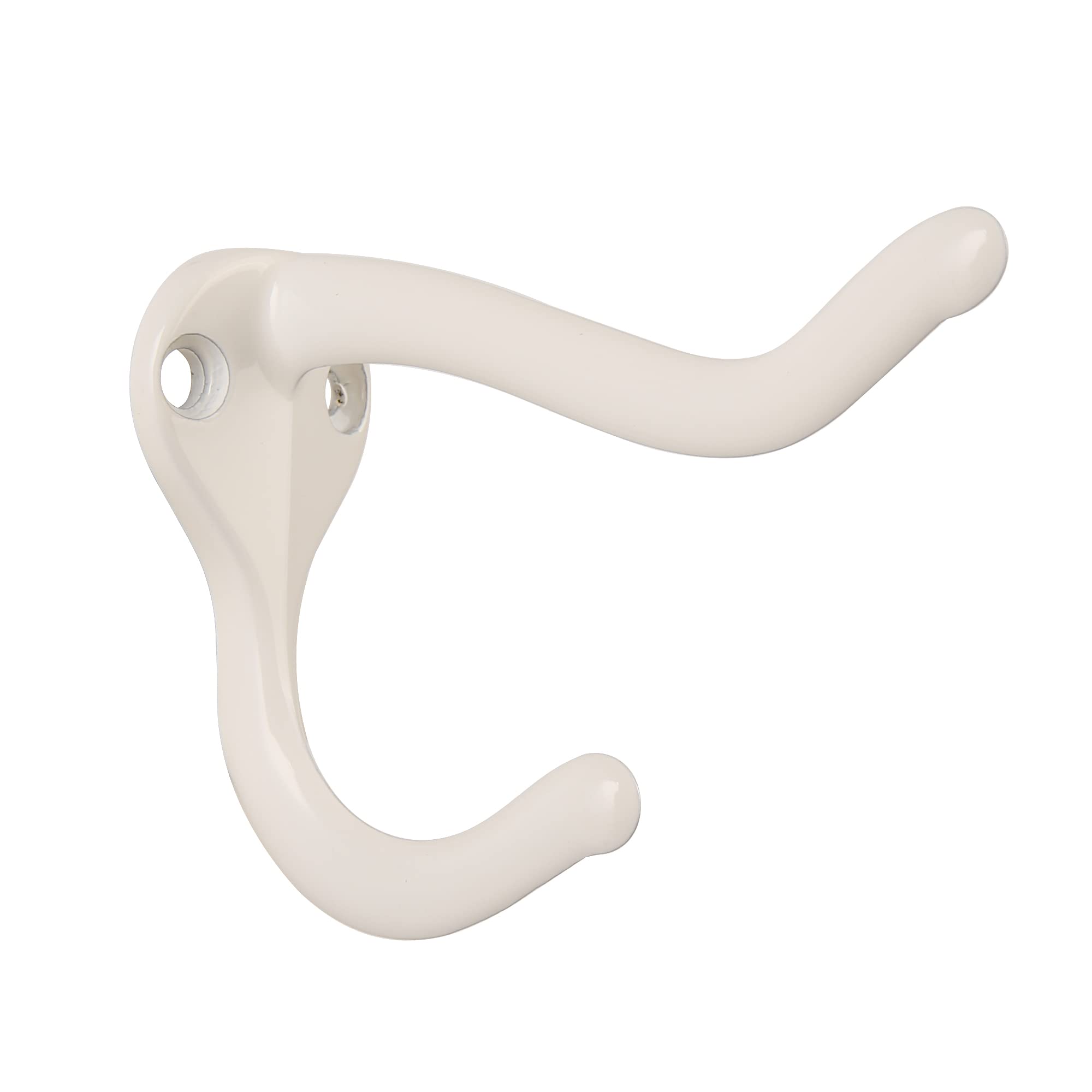 HASWARE 6 PCS Double Prong Robe Hook, Dual Coat Hooks Wall Mounted Hooks Robe Hooks Hangers Heavy Duty with 12 Pieces Screws for Home Coats Hat Clothes Hanger Towel Keys (White)