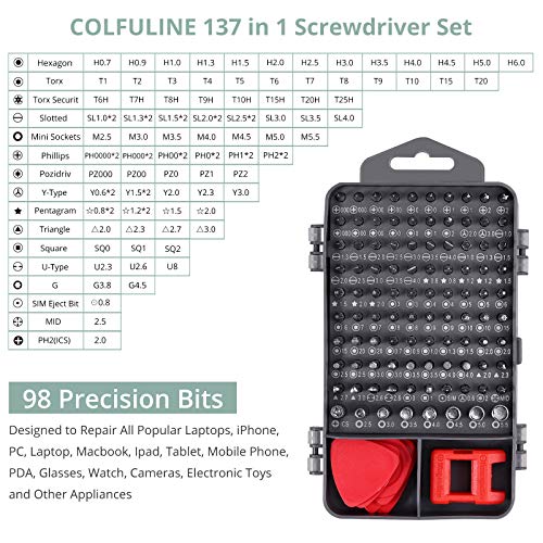 COLFULINE Feinmechaniker Schraubendreher Set, 137 in 1 Magnetischer Mini Schraubenziehern Satz, Reparatur Tools Kit… – Bild 3