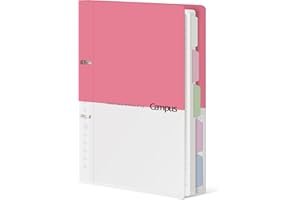 KOKUYO 5 Subject Spiral Notebook Journal, Campus 110 Sheets B5 Refillable Notebook with Dividers Tabs, 6mm Dot Lined Binder Notebook for Work School Note taking. 9" x 10.5", Pink, Japan Import