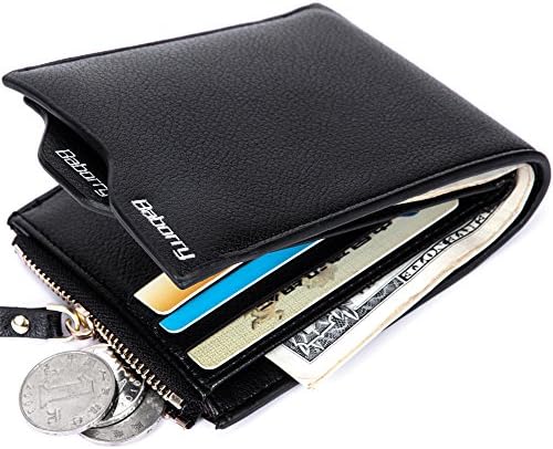 Men's PU Leather Flipout ID Wallet Bifold Hybrid RFID Blocking