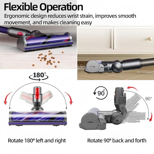 Brush Head for Dyson V7 V8 V10 V11 V15 Vacuum Cleaner Electric Rotary Brush Replacement for Dyson SV10 SV11 SV12 SV14 SV17 SV28 SV47 Motorhead Turbine Tip for Carpets, Parquet and Hard Floors