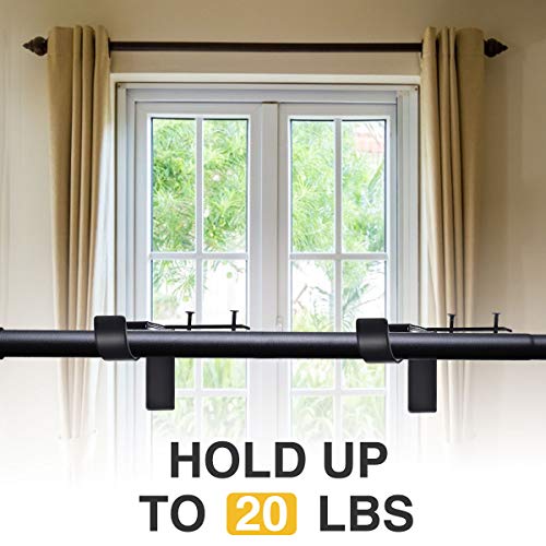 image for LIUMY Single Curtain Rod Brackets - Black, 2 pair 4 PCS Curtain Rod Ho