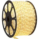 AMNA SHING LED Rope Lights, 120V Waterproof LED String Lights for Indoor, Outdoor, Backyards, Garden and Party Decoration (Warm White 150ft)