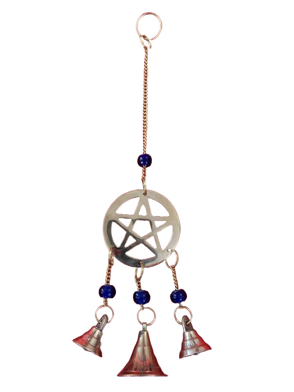 Indian Consigners Small Witchcraft Altar Brass Wind Chime Bell Home Decor Alter Hanging (Pentagram Bell)