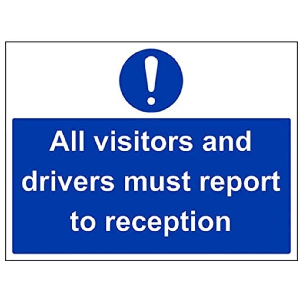 V Safety Eco Friendly Mandatory General - Visitors & Drivers Must Report To Reception - 400 X 300mm