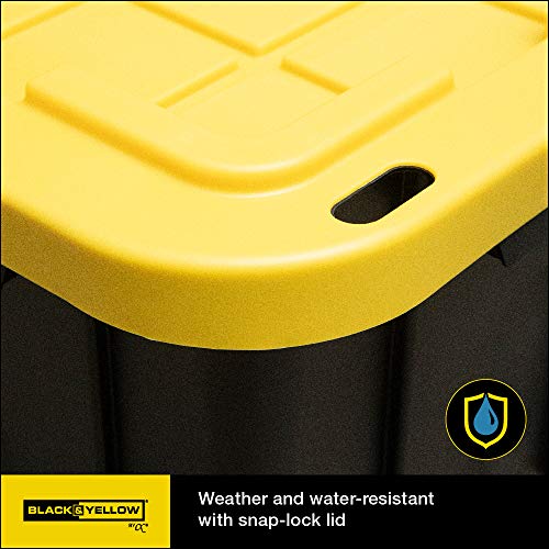 CX BLACK & YELLOW 27Gallon Tough Storage Containers with Secure Snap Lid, Stackable, Extremely