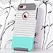 ULAK iPhone 7 Plus Case, Slim Dual Layer Protection Scratch Resistant Hard Back Cover Shock Absorbent TPU Bumper Case for Apple iPhone 7 Plus 5.5 inch,Minimal Mint Stripes+Grey