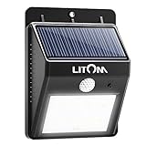Solar Lights Outdoor, Litom Super bright Solar Lights Wireless Security Wall Light with Waterproof for Driveway Garden Security Patio Deck Yard RV