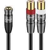 J&D 3.5 mm to 2 RCA Cable, Durable Copper Shell Heavy Duty PVC Coated 3.5mm Female to 2RCA Female Stereo Audio RCA Cable Adap