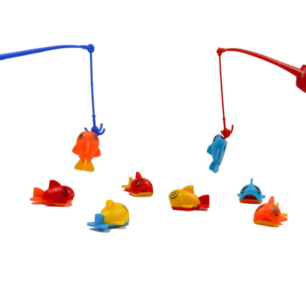 Bolomi Fishing Game Toys Bathtub Floating Fishing Game Toy Set for Kids-8 Pcs Plastic Floaters Fish+2 Pcs Fun Fishing Rod