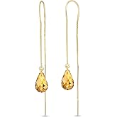 Galaxy Gold GG 14k Solid Gold Citrine Threaded Earrings