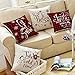 AVOIN Christmas Saying Throw Pillow Cover, 18 x 18 Inch Winter Holiday Buffalo Plaid Farmhouse Cushion Case for Sofa Couch Set of 4