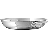 Mauviel M'Cook 5-Ply Polished Stainless Steel Round Pan With Cast Stainless Steel Handles, 9.4-in, Made In France