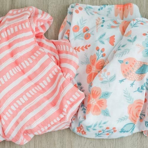GRACED SOFT LUXURIESMuslin Swaddle 2 Pack Softest Floral Swaddle Blanket (Sunrise Bloom)