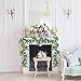 SUPLA 2 Pcs Faux Silver Dollar Eucalyptus Leaves Greenery Garland Total 12Ft Long Artificial Eucalyptus Twig Vine Garland Decorative Fake Hanging Eucalyptus for Greenery Decor Wedding Floral Mantle