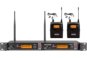 OPQRST Wireless in Ear Monitor System 2 Bodypacks UHF Transmitter Recording Headphones 2 Receivers 2 Channel Frequency B Monitoring with in Earphone for Stage Studio Church Band School