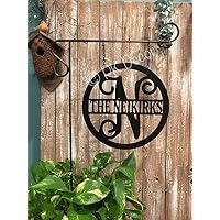 Personalized Last Name Garden Flag or Lamp Post Sign 12 or 14 inch ACM Metal Last Name Sign Mailbox Sign Initial Garden Flag Yard Decoration Weatherproof Patio Decor Garden Stand Option QUICK SHIPPING