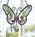 KY&BOSAM Butterfly Suncatcher with Pressed Flower Wings and Meatl Sister Heart Charm Stained Glass Suncatchers for Windows Hangings Wind Chime Gifts for Women Sister Birthday Mothers Day Christmas