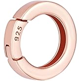 PH PandaHall 925 Sterling Silver Spring Gate Ring 14mm Round Necklace Clasps and Closures Rose Gold Bail Connector Spring Ring Necklace Enhancer Connector Snap Clasps for DIY Jewelry Crafts Making