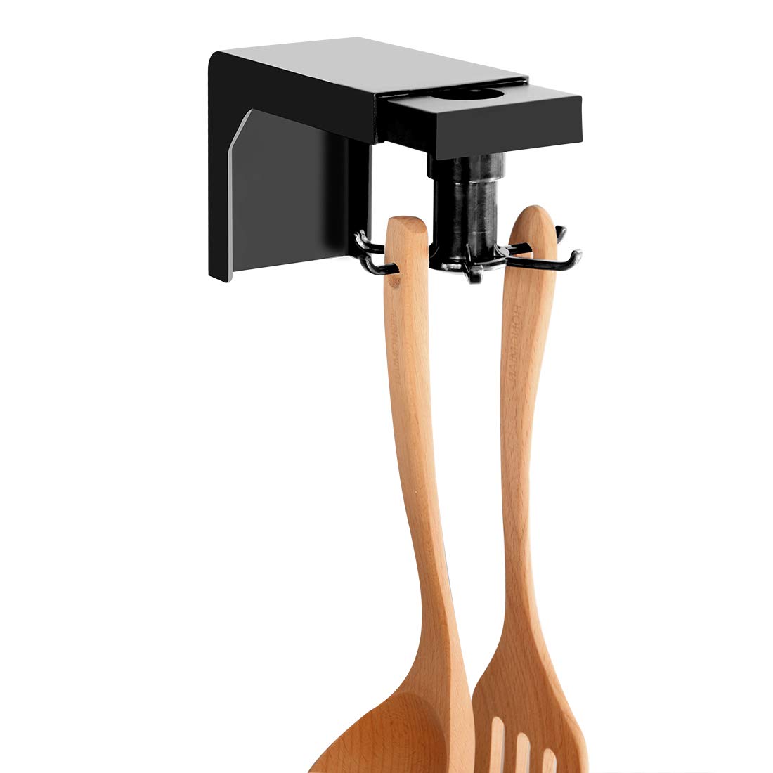 Photo 1 of Linkidea Cabinet Kitchen Hook, 360 °Rotation Kitchen Hanging Rack for Utensils Storage, Nail Free Adhesive Hanging Hook for Kitchen Utensils/Tools/Towel/Knife (Black)