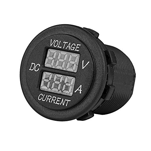 Combination 12V Blue Round LED Digital Volt Amp Meter Ammeter Current Voltmeter Solar Marine