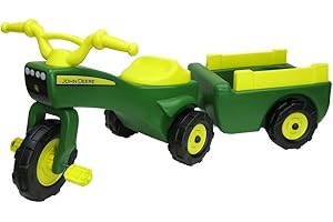 TOMY John Deere Ride On Toys Pedal Tractor with Wagon for Kids Aged 18 Months to 3 Years, Green/Yellow