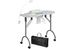 LOVEVLOGY LOVELOGY Portable Manicure Table，Nail Desk 4 Lockable with Wheels,Manicure Desk for Nail Tech with LED Light & Dust Collector