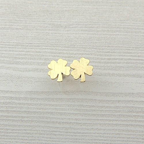 Four Leaf Clover Invisible Clip On Earrings for Non-Pierced Ears, Gold-Tone