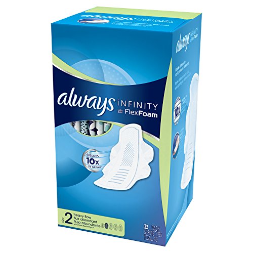 Always Infinity Unscented Pads with Wings - Heavy Flow 32-Count (Pack of 2)