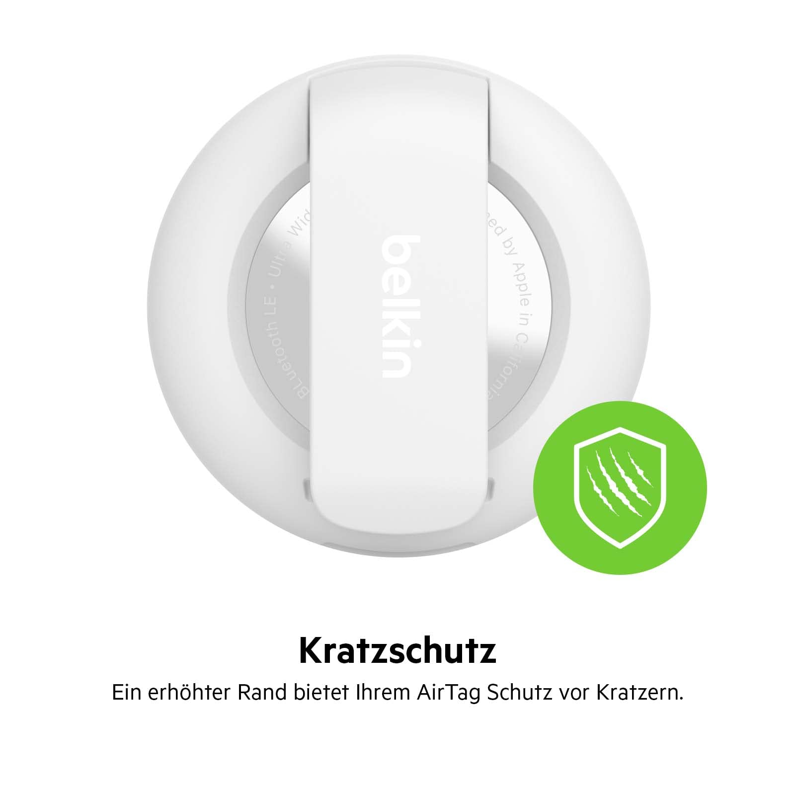 Belkin Apple AirTag Hülle mit Clip, Secure Holder Schutzhülle mit Schlüsselanhänger, Schlüsselring, Zubehör mit Kratzschutz – Weiß 7