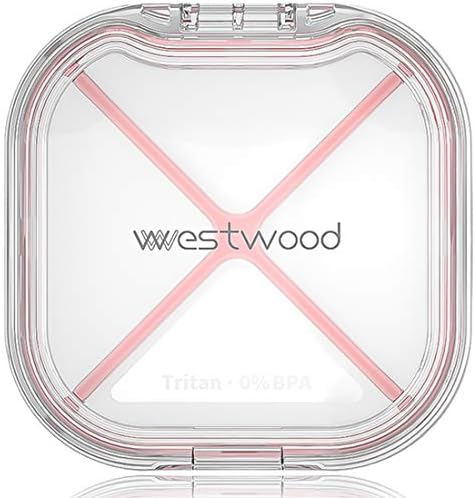 MOST ORIGINAL DESIGNM Pill Box Case with Moisture-Proof Design for Purse and Pockets, Well Packaged Pill Organizer to Hold Vitamins, Fish Oil, Supplements and Medication (Pink and White) …